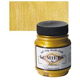 Jacquard Lumiere Acrylic - 2.25 oz, Metallic Bright Gold and swatch