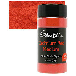 Gamblin Artist's Grade Pigment - Cadmium Red Medium, 4 oz bottle and swatch