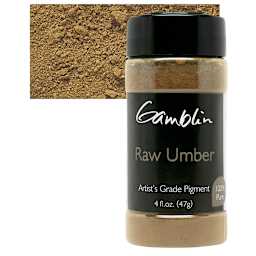 Gamblin Artist's Grade Pigment - Raw Umber, 4 oz bottle and swatch