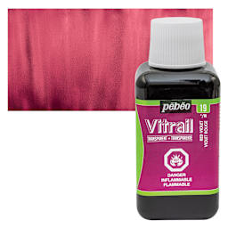 Pebeo Vitrail Paint - Red Violet, 250 ml bottle and swatch