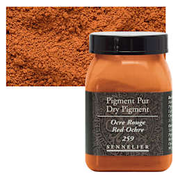 Sennelier Dry Pigment - Red Ochre, 90 g jar and swatch