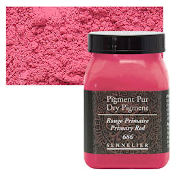 Sennelier Dry Pigment - Primary Red, 110 g jar and swatch