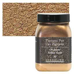 Sennelier Dry Pigment - Yellow Gold, 90 g jar and swatch