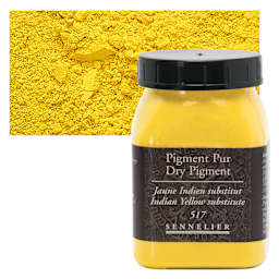 Sennelier Dry Pigment - Indian Yellow Hue, 90 g jar and swatch