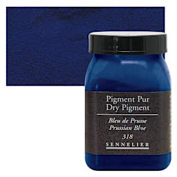 Sennelier Dry Pigment - Prussian Blue, 80 g jar and swatch