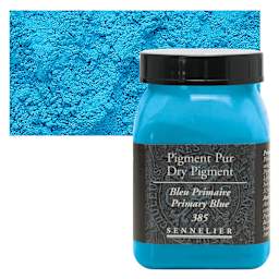 Sennelier Dry Pigment - Primary Blue, 100 g jar and swatch