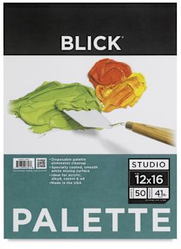 Disposable Palette Paper Pad, 50 Sheets, 12" x 16". Front of pad.