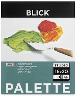 Disposable Palette Paper Pad, 50 Sheets, 16" x 20". Front of pad.