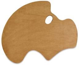New Wave Wood Palette - Top view of Left Hand, Natural, Expressionist Confidant style