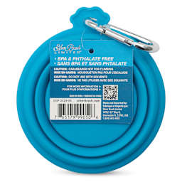 Silver Brush Collapsible Round Water Bowl - Teal, back of the label