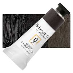 Shiva Signature Artist Oil Color - Burnt Umber Cool, 1.25 oz Tube and swatch