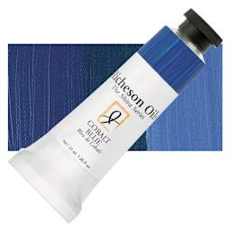 Shiva Signature Artist Oil Color - Cobalt Blue, 1.25 oz Tube and swatch