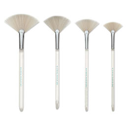 Royal & Langnickel Aqualon Soft Synthetic Fan Brushes - 4 Brushes shown upright