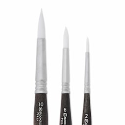 Escoda Perla Toray White Synthetic Travel Brushes - Set of 3, Round, close up