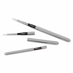 Escoda Perla Toray White Synthetic Travel Brushes - Set of 3, Round, full length and travel adjustable