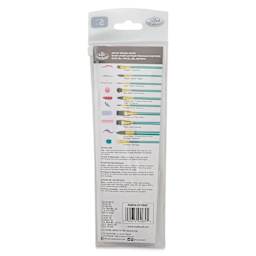 Royal & Langnickel Menta Synthetic Squirrel Ceramic Brush Set - Set of 5, back of packaging