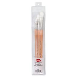 Utrecht Series 300 White Taklon Brushes - Filberts, Set of 4, Long Handle, in packaging