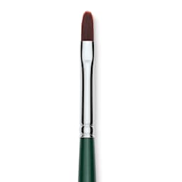 Silver Brush Ruby Satin Synthetic Brush - Filbert, Size 4, Short Handle, close-up