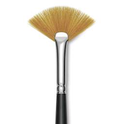 Trekell Synthetic Gold Taklon Brush - Fan, Short Handle, Size 2, close-up