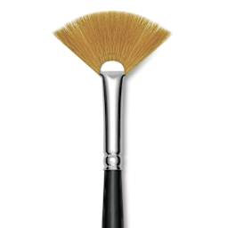 Trekell Synthetic Gold Taklon Brush - Fan, Short Handle, Size 4, close-up