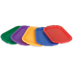 Richeson Multicolor Art Trays - Angled view of five trays spread in fan