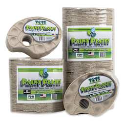 Toss Paint Plates Disposable Palettes - Multiple sized packages of plates shown