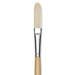 Utrecht Rhenish Pure Hog Bristle Brush - Extra Long Filbert, Size 8, Long Handle (close-up)