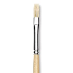 Utrecht Rhenish Pure Hog Bristle Brush - Flat, Size 2, Long Handle