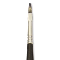 Escoda Vintage Synthetic Brush - Flat, Long Handle, Size 4, close-up