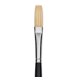 Trekell Hog Bristle Brush - Long Flat, Long Handle, Size 6, close up