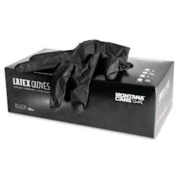 Montana Latex Glove Box - Small, Black, Box of 100, open