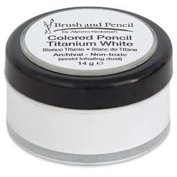 Brush and Pencil Colored Pencil Titanium White - Side view of 1.4g jar 