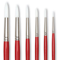Blick Wonder White Round - Closeup of set of 6 brushes upright
