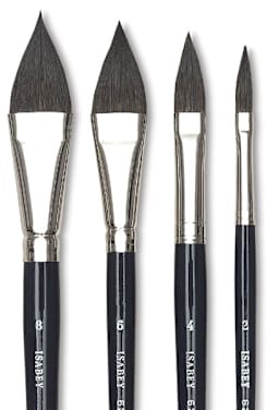 Isabey Cat's Tongue Pointed Oval Wash - closeup of tips of 4 sizes of brush