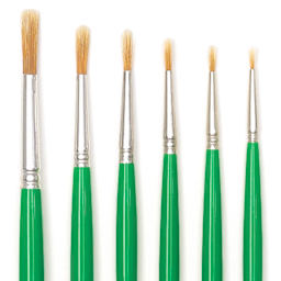 Blick Economy Golden Nylon Brush Set - Round, Long Handle, Set of 6 close up