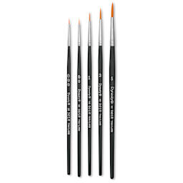 Dynasty Finest Golden Synthetic Brushes - Set 2, Round, Short Handle, Set of 5