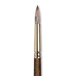 Winsor & Newton Monarch Mongoose Brush - Round, Long Handle, Size 10, close up