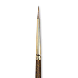 Winsor & Newton Monarch Mongoose Brush - Round, Long Handle, Size 2/0, close up