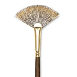 Winsor & Newton Monarch Mongoose Brush - Fan, Long Handle, Size 4, close up