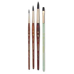 Princeton Neptune Series 4750 Synthetic Squirrel Brushes- *Blick Exclusive* Set of 4, Full view of brushes