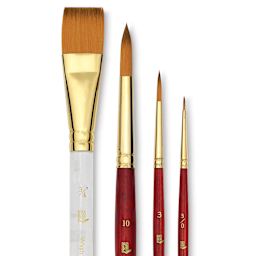 Princeton Pro Series 4050 Heritage Synthetic Sable Brushes - Set of 4, close up