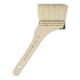 Silver Brush Atelier Hake Brush - Short Handled Angle Brush shown upright
