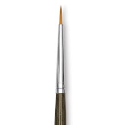 Blick Studio Short Handle Synthetic Brush - Round, Black Handle, Size 0, close up