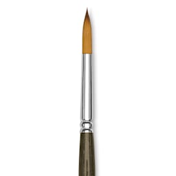 Blick Studio Short Handle Synthetic Brush - Round, Black Handle, Size 8, close up