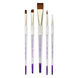 Royal & Langnickel Soft Grip Synthetic Sable Brushes - Wash Variety, Short Handle, Set of 5