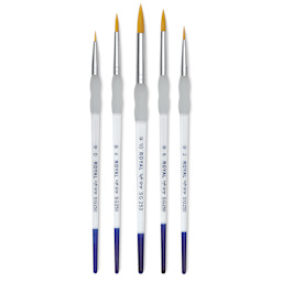 Royal Langnickel Soft Grip Golden Taklon Brush Set - Round, Short Handle, Set of 5