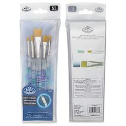 Royal Langnickel Soft Grip Golden Taklon Brush Set - Flat, Short Handle, Set of 5