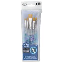 Royal Langnickel Soft Grip Golden Taklon Brush Set - Flat, Short Handle, Set of 5