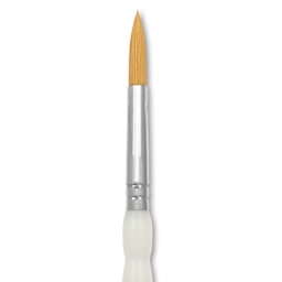 Royal & Langnickel Soft Grip Golden Taklon Brush - Round, Short Handle, Size 10, close-up