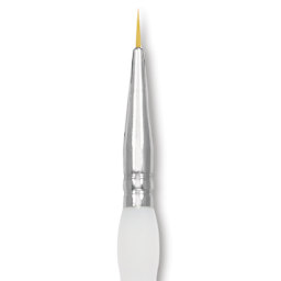 Royal & Langnickel Soft Grip Golden Taklon Brush - Short Liner, Short Handle, Size 10/0, close-up